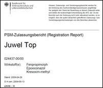 Das Bild zeigt die Titelseite eines PSM-Zulassungsberichtes (alt).
