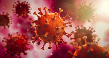 Das Bild zeigt eine Visualisierung des Corona-Virus.